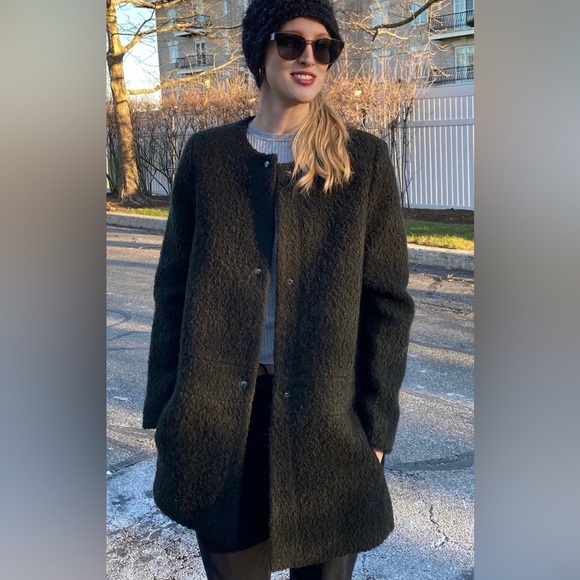 CLUB MONACO Simonya Bouclé Wool Collarless Coat, M - Picture 1 of 8